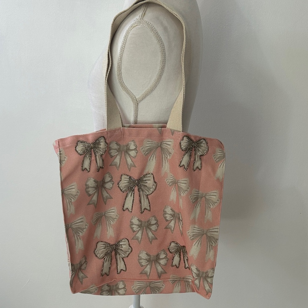 NEW, Pink Bow Tote Bag - Picture 2 of 10